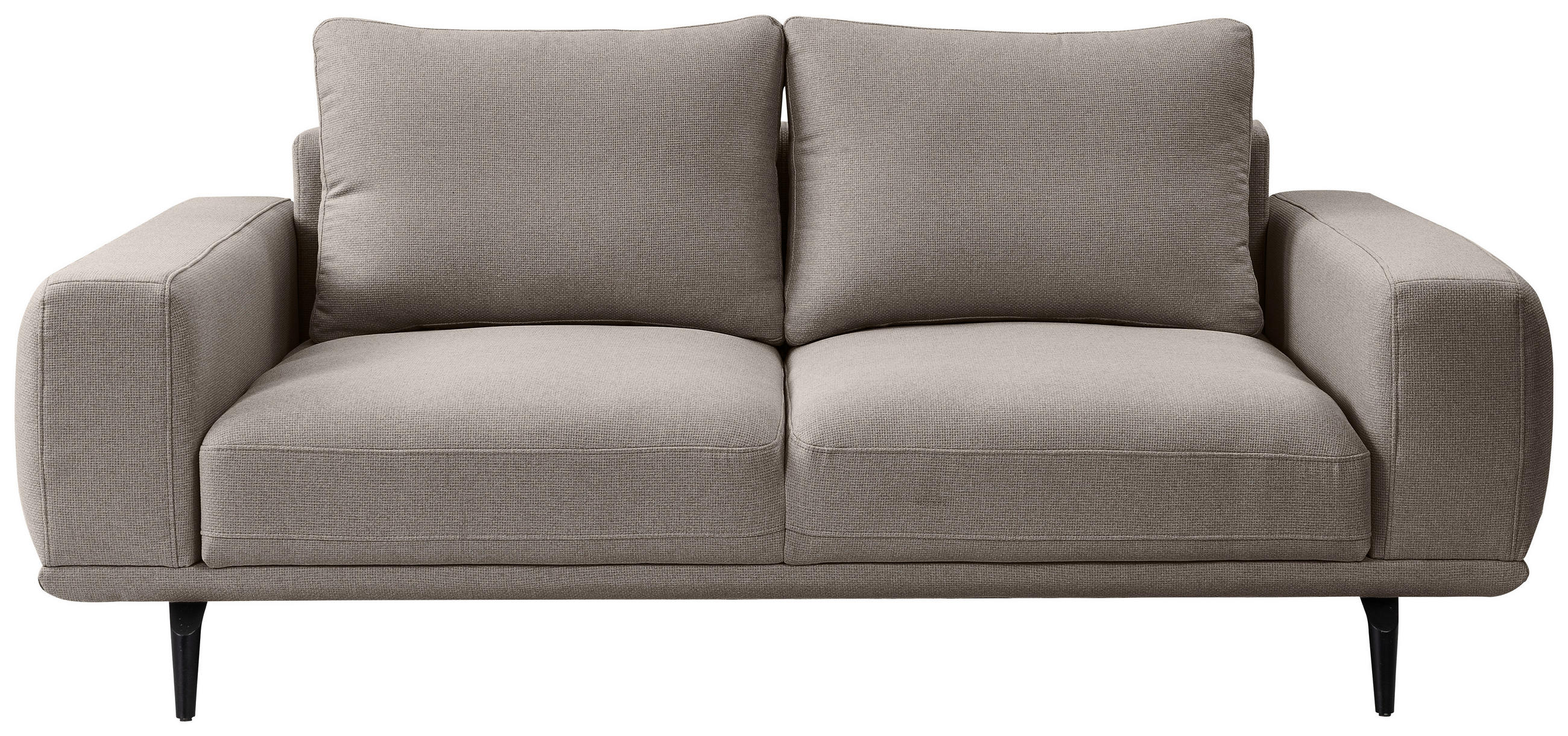 2-SITZER-SOFA Webstoff Hellbraun  - Hellbraun/Schwarz, MODERN, Textil/Metall (202/89/115cm) - MID.YOU