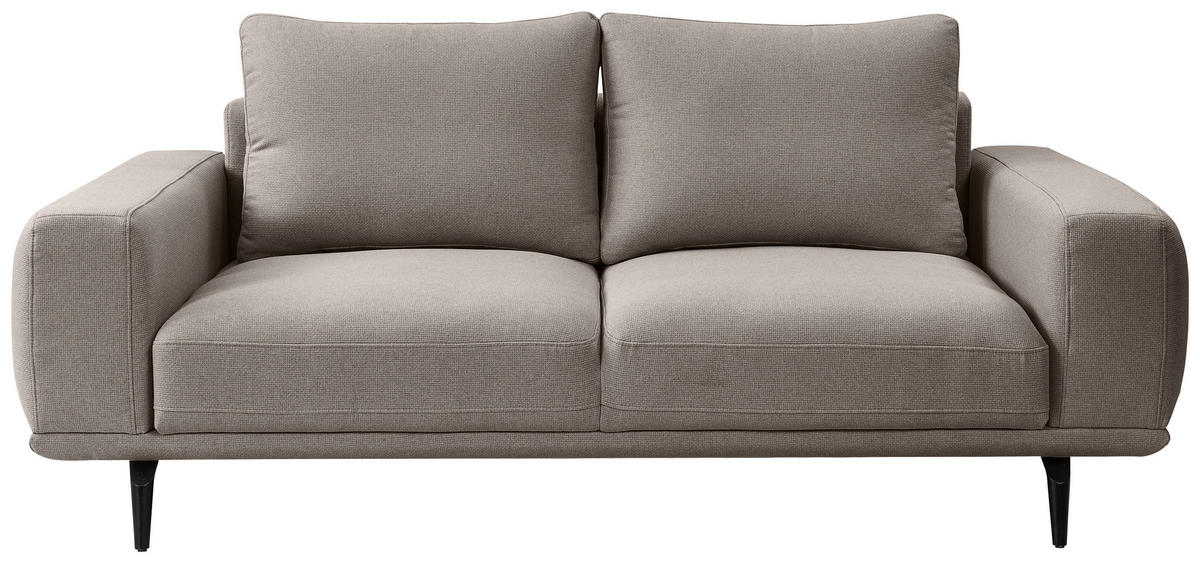2-SITZER-SOFA in Webstoff Hellbraun  - Hellbraun/Schwarz, Modern, Textil/Metall (202/89/115cm) - MID.YOU