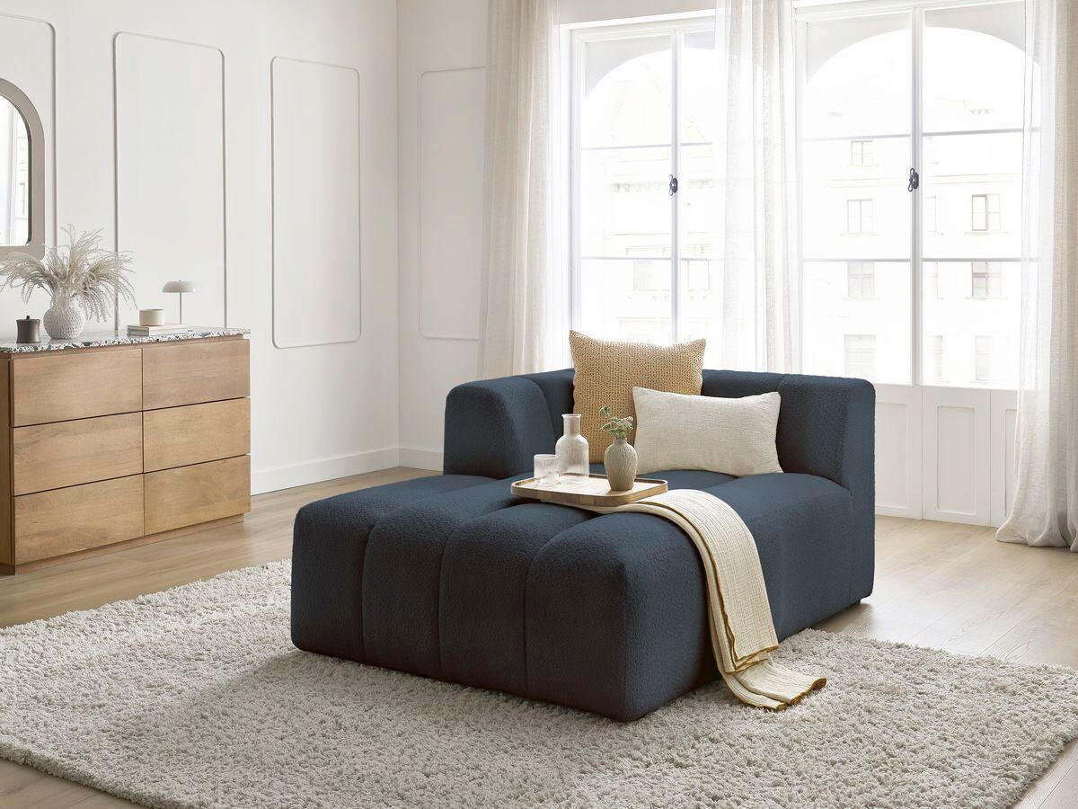 SOFAELEMENT ANNECY Bouclé Dunkelblau  - Schwarz/Dunkelblau, MODERN, Kunststoff/Textil (120/72/170cm)