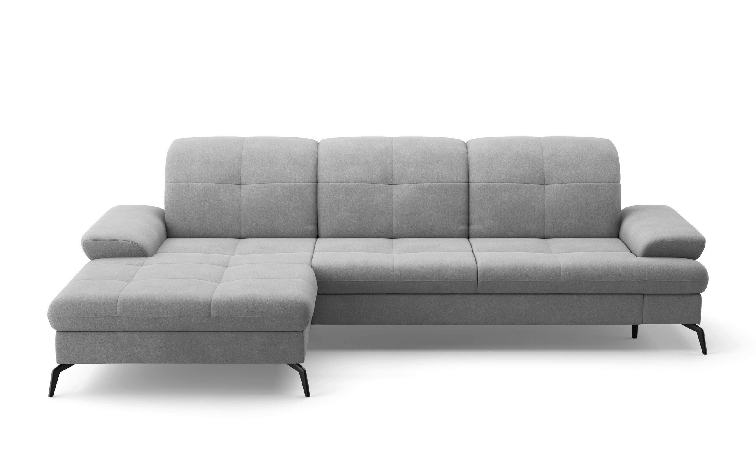 ECKSOFA in Flachgewebe Grau  - Schwarz/Grau, Konventionell, Textil/Metall (185/279cm) - Sit & More