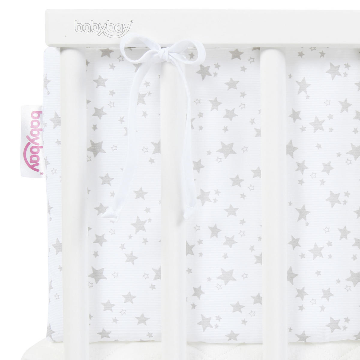 Nestchen Pique Babybay Original   24/149 cm  - Weiß/Grau, Basics (24/149cm) - Babybay