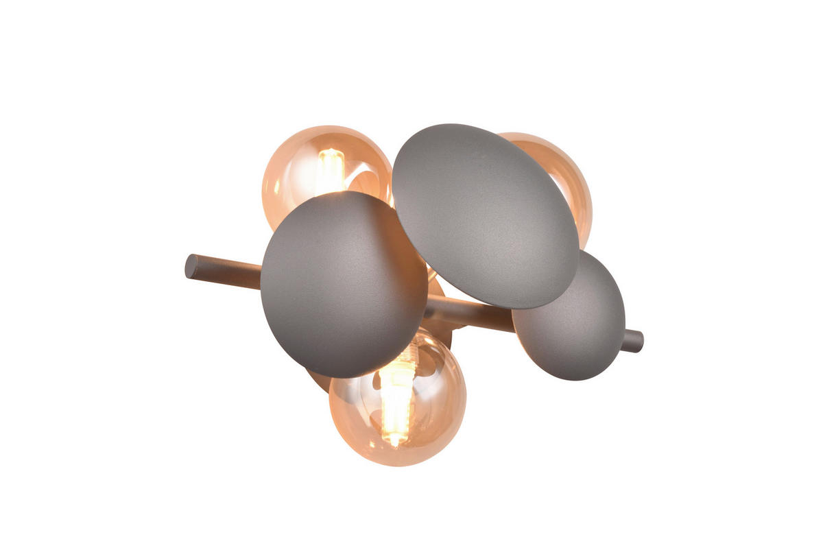 WANDLEUCHTE     - Anthrazit/Bernsteinfarben, LIFESTYLE, Glas/Metall (30/22/19cm) - Trio Leuchten