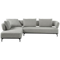 ECKSOFA in Flachgewebe Hellgrau  - Hellgrau/Schwarz, Design, Textil/Metall (237/302cm) - Dieter Knoll