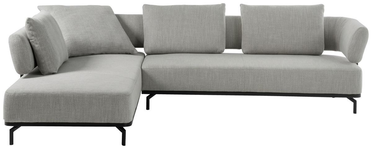 ECKSOFA in Flachgewebe Hellgrau  - Hellgrau/Schwarz, Design, Textil/Metall (237/302cm) - Dieter Knoll