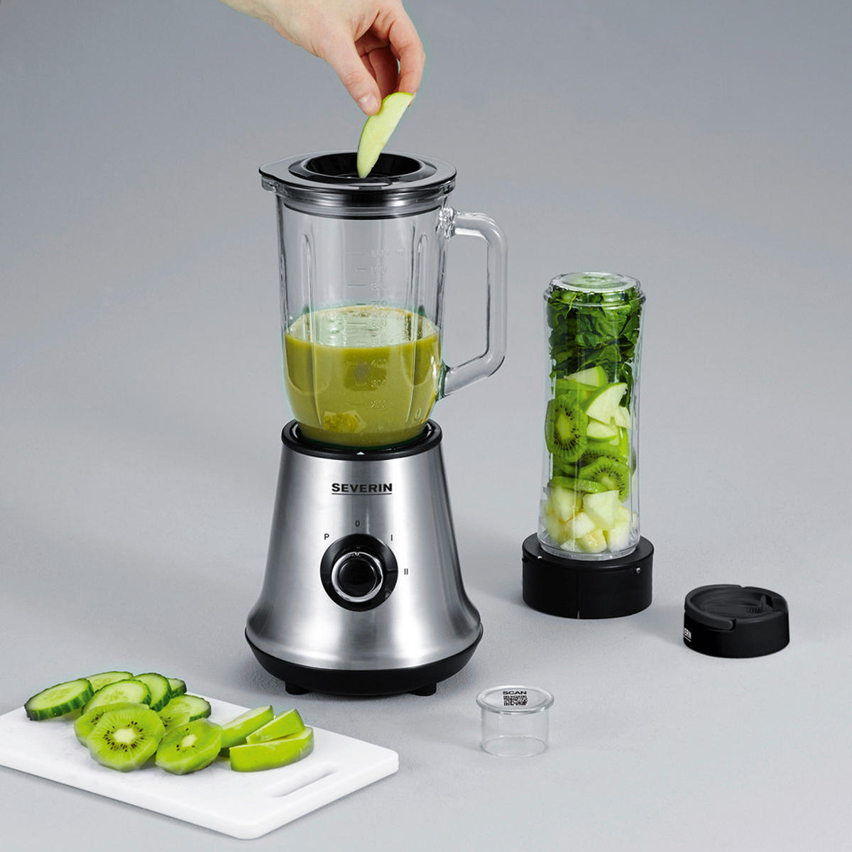 STANDMIXER Multi-Mixer+Smoothie Mix&Go  - Basics, Glas/Kunststoff (16,5/16,5/37,5cm) - Severin