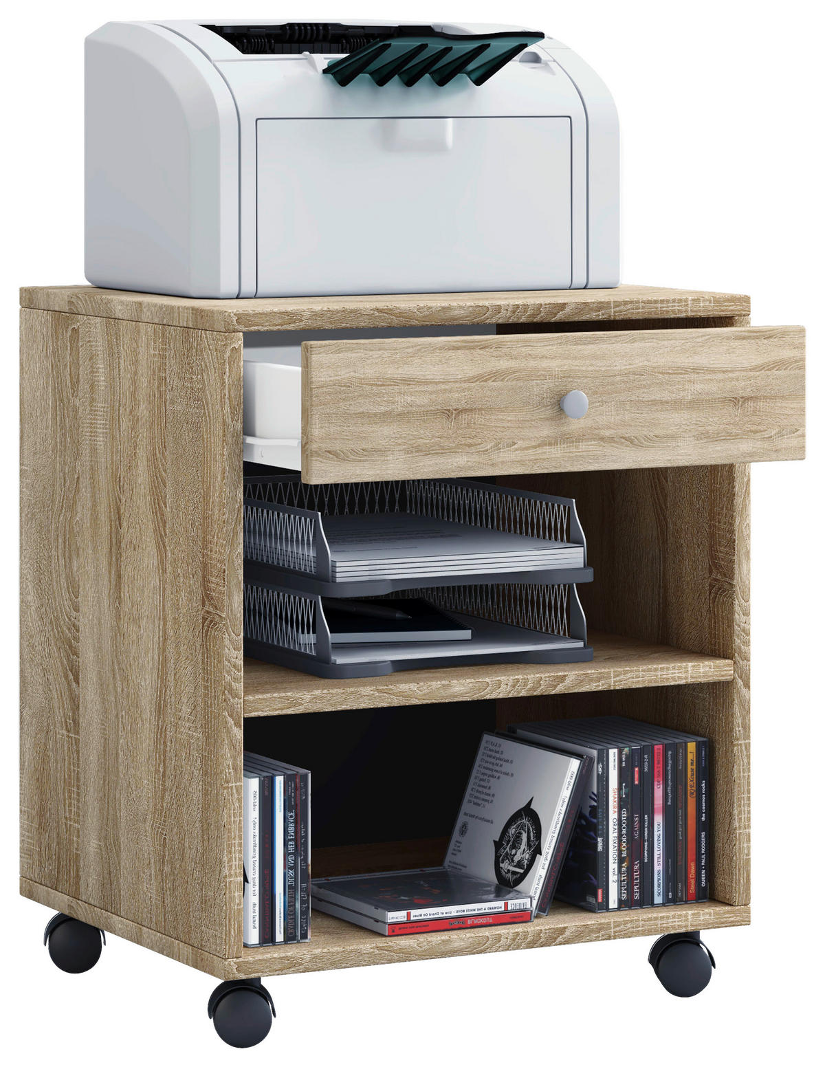 ROLLCONTAINER 45/54/38 cm  - Sonoma Eiche, Basics, Holzwerkstoff/Kunststoff (45/54/38cm) - MID.YOU