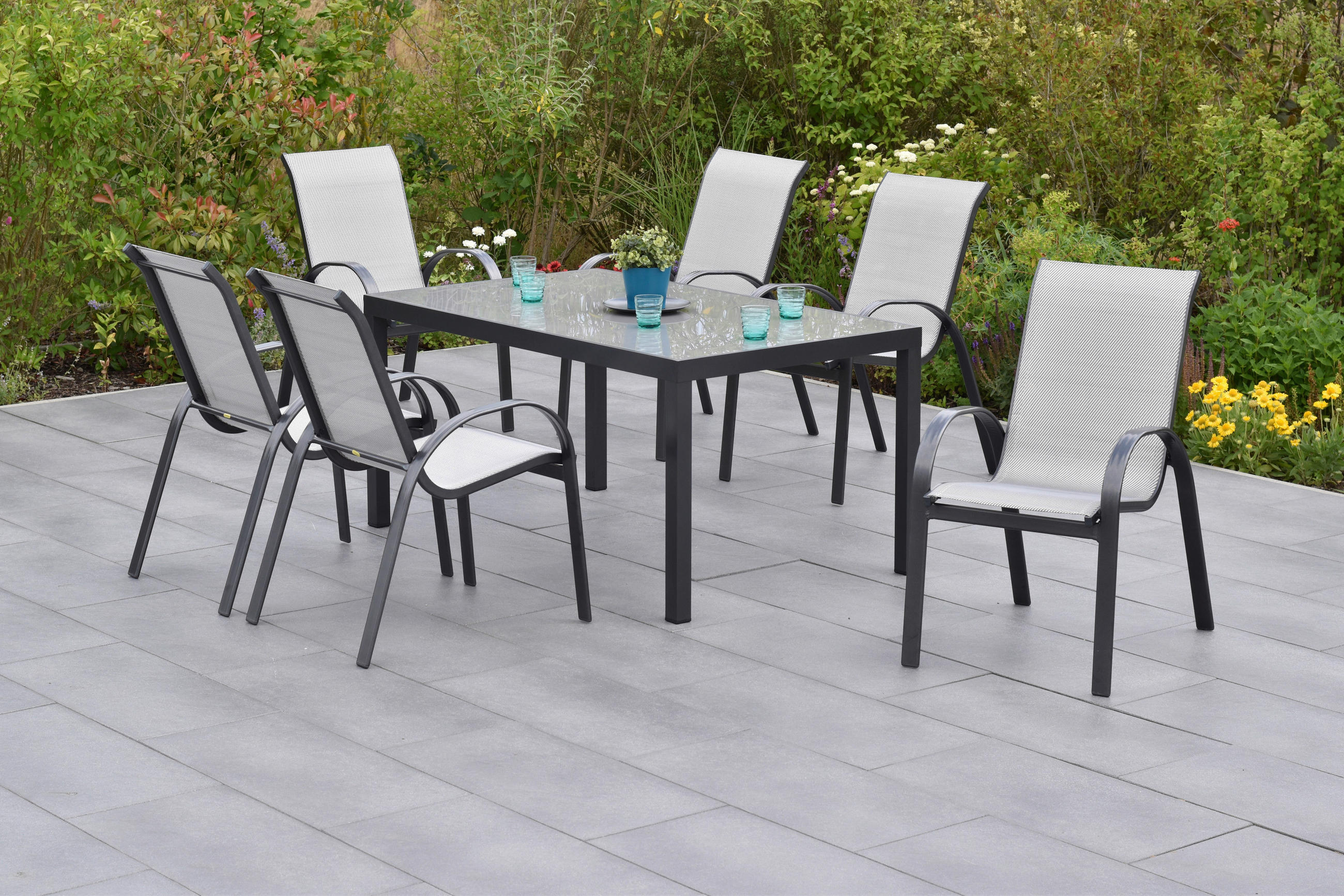 GARTENSET Aluminium - Silberfarben, MODERN, Textil/Metall - Gardenson