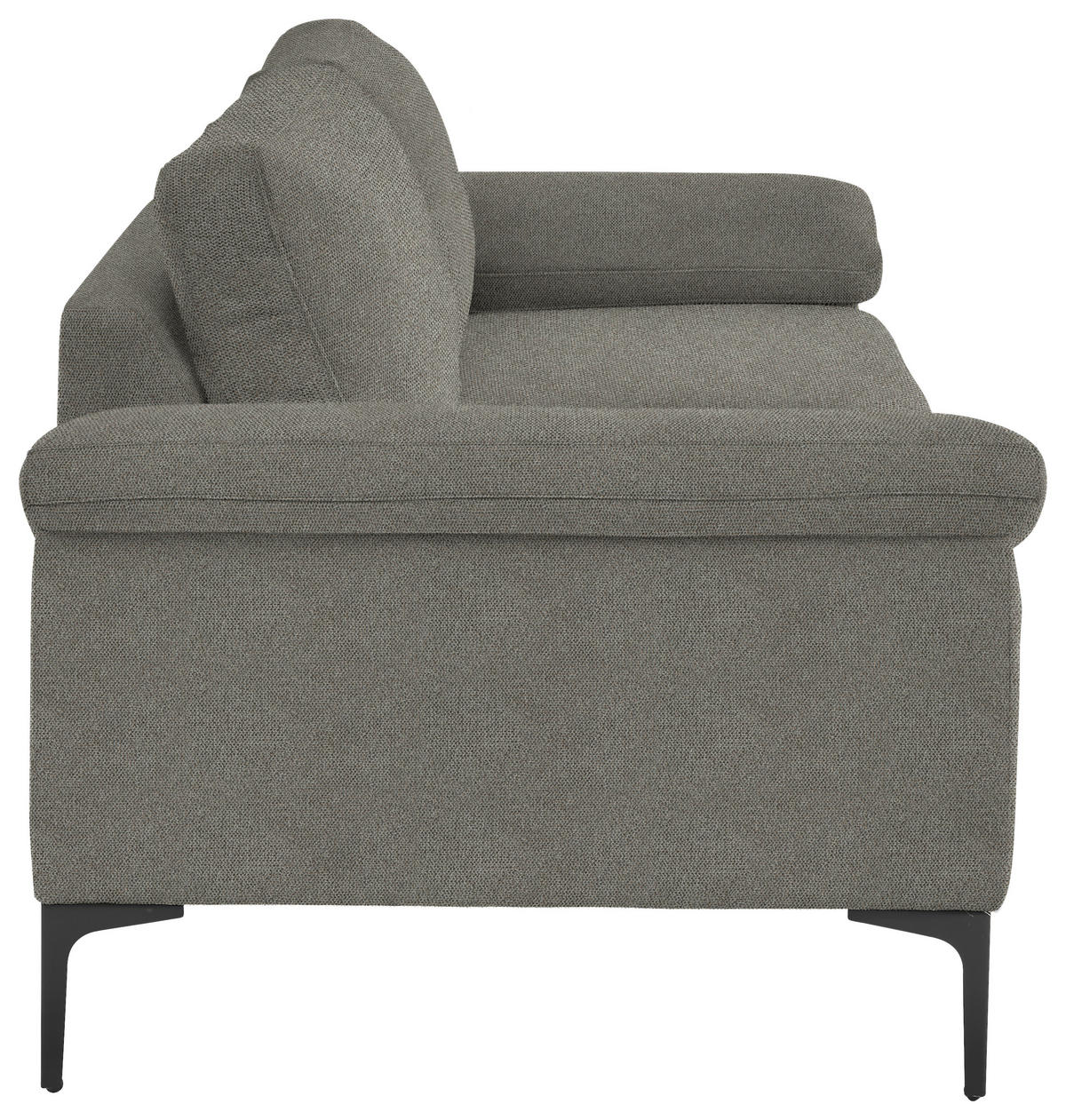 3-SITZER-SOFA in Flachgewebe Graubraun  - Graubraun/Schwarz, Design, Textil/Metall (226/89/97cm) - Pure Home Lifestyle
