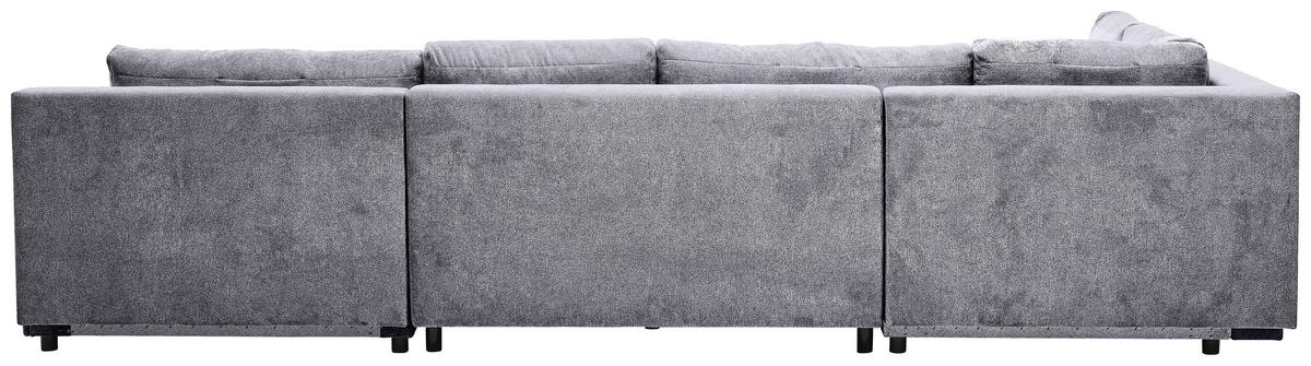 WOHNLANDSCHAFT in Velours Grau  - Chromfarben/Grau, Konventionell, Kunststoff/Textil (198/363/170cm) - Hom`in