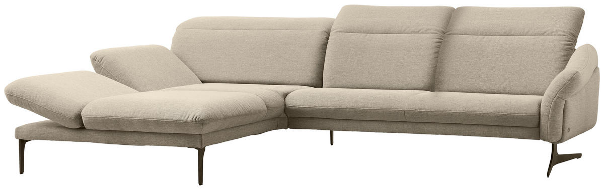 ECKSOFA in Webstoff Beige  - Anthrazit/Beige, Design, Textil/Metall (203/299cm) - Himolla