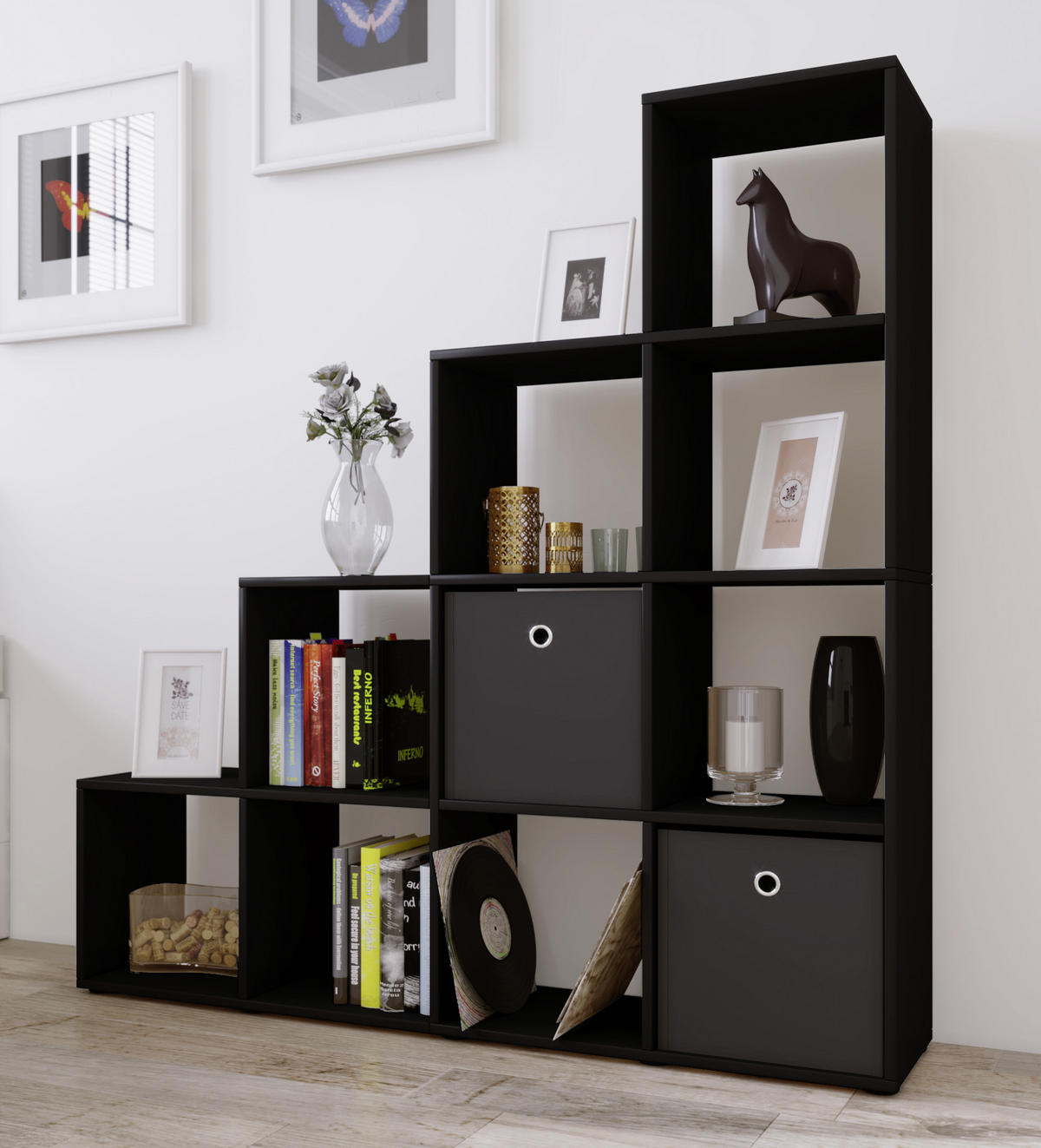 Standregal in Schwarz  in Holzwerkstoff   - Schwarz, Konventionell, Holzwerkstoff/Kunststoff (142,5/138,5/29cm) - MID.YOU