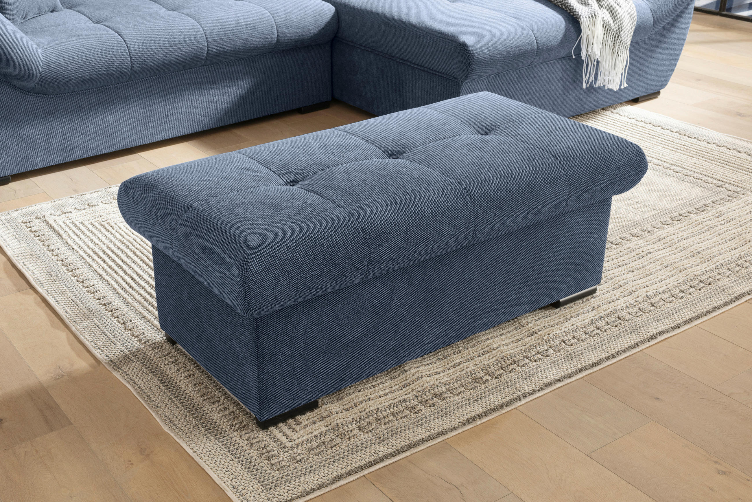 HOCKERBANK 108/42/54 cm Flachgewebe Anthrazit Kunststoff  - Anthrazit/Schwarz, Design, Kunststoff/Textil (108/42/54cm) - Xora