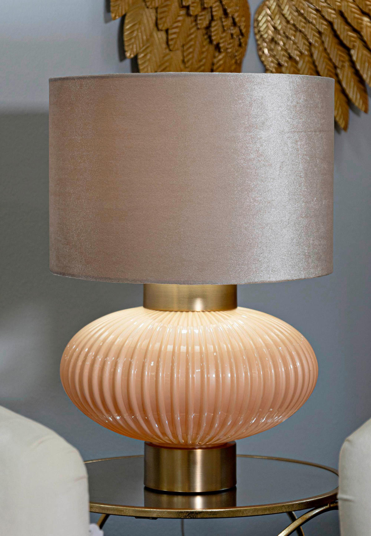 TISCHLEUCHTE   - Perlmutt/Goldfarben, Basics, Glas/Textil (33/49/33cm)