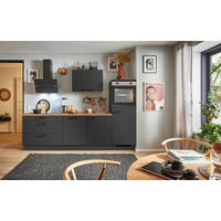 KÜCHENBLOCK PN 80 250 cm  in Graphitfarben, Eichefarben  - Eichefarben/Schwarz, Design, Holzwerkstoff/Metall (250cm) - Pino