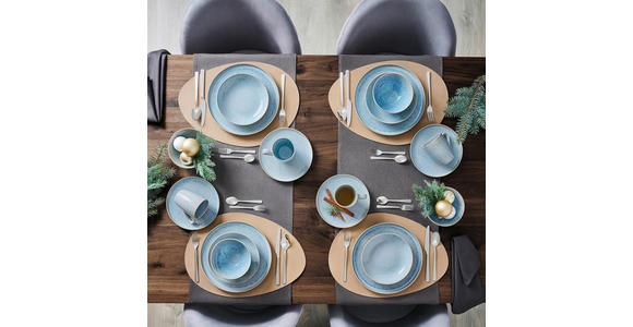 KOMBISERVICE GLOSSY 20-teilig - Blau, Trend, Keramik - Novel