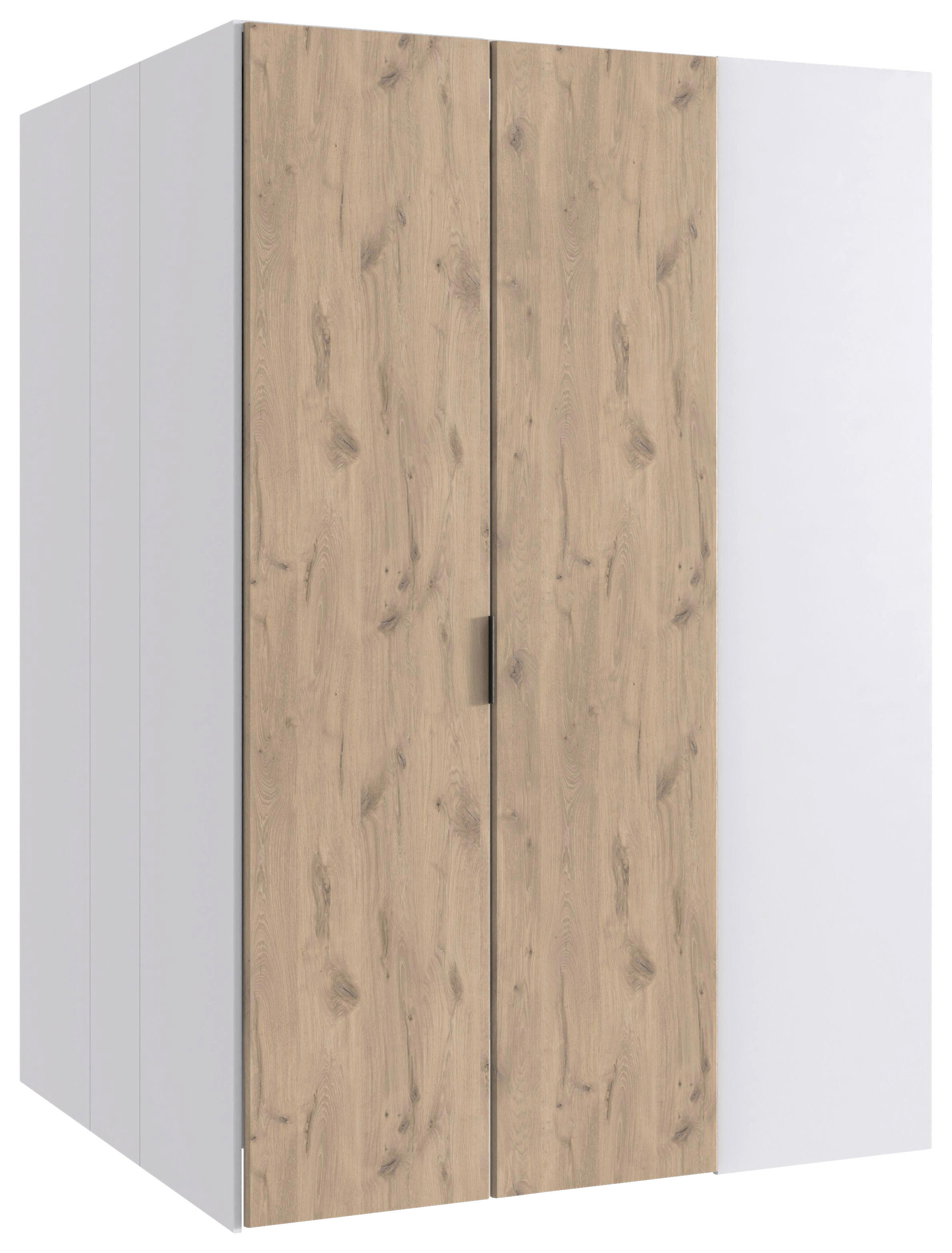 BEGEHBARER ECKSCHRANK Weiß, Eichefarben 135,2/197/127 cm  - Eichefarben/Schwarz, Basics, Holzwerkstoff/Metall (135,2/197/127cm) - Boxxx