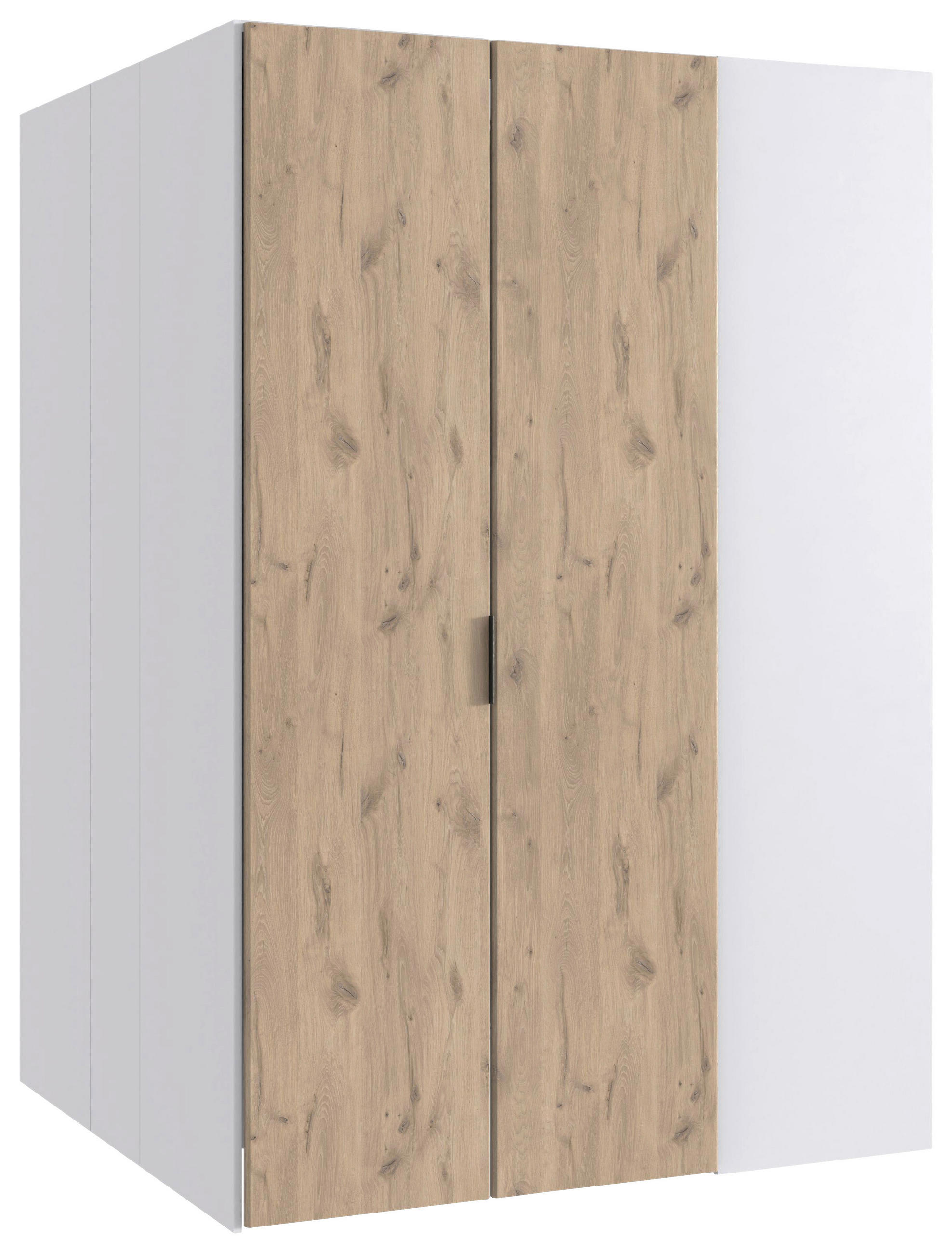 BEGEHBARER ECKSCHRANK Weiß, Eichefarben 135,2/197/127 cm - Eichefarben/Schwarz, Basics, Holzwerkstoff/Metall (135,2/197/127cm) - Boxxx