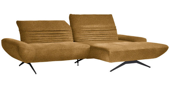 ECKSOFA  in Bouclé Currygelb  280/170-195 cm  - Currygelb/Schwarz, Design, Textil/Metall (280/170-195cm) - Dieter Knoll