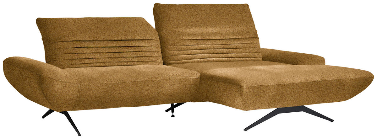 ECKSOFA  in Bouclé Currygelb  280/170-195 cm  - Currygelb/Schwarz, Design, Textil/Metall (280/170-195cm) - Dieter Knoll
