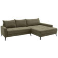 ECKSOFA  in Cord Grün  280/173 cm  - Schwarz/Grün, KONVENTIONELL, Textil/Metall (280/173cm) - Hom`in