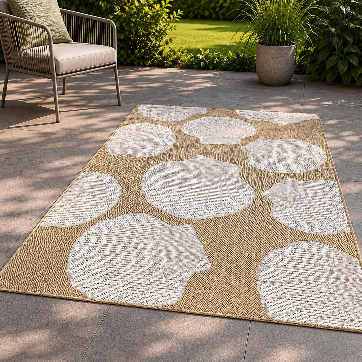 OUTDOORTEPPICH für Terrasse und Balkon 280/380 cm Regina Shell Naturfarben  - Naturfarben, Design, Textil (280/380cm) - Ambia Garden
