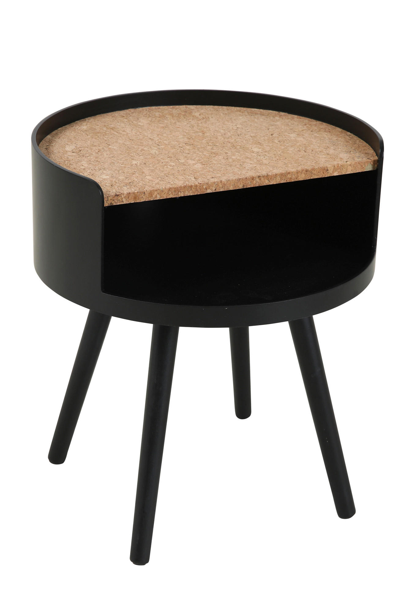BEISTELLTISCH 40/40/46 cm Pinie, Kork massiv Naturfarben, Schwarz rund  - Schwarz/Naturfarben, Design, Holz/Holzwerkstoff (40/40/46cm) - Livetastic