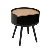BEISTELLTISCH 40/40/46 cm Pinie, Kork massiv Naturfarben, Schwarz rund  - Schwarz/Naturfarben, Design, Holz/Holzwerkstoff (40/40/46cm) - Livetastic