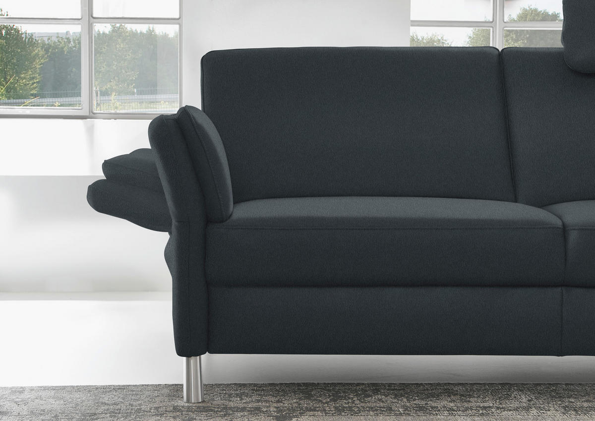 2,5-SITZER in Echtleder Dunkelblau  - Alufarben/Dunkelblau, Design, Leder/Metall (164/82/99cm) - Dieter Knoll