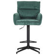 BARHOCKER Cord Grün Stoffauswahl, Sitzfläche 360° drehbar  - Schwarz/Grün, Design, Textil/Metall (54/98-120/58cm) - Novel