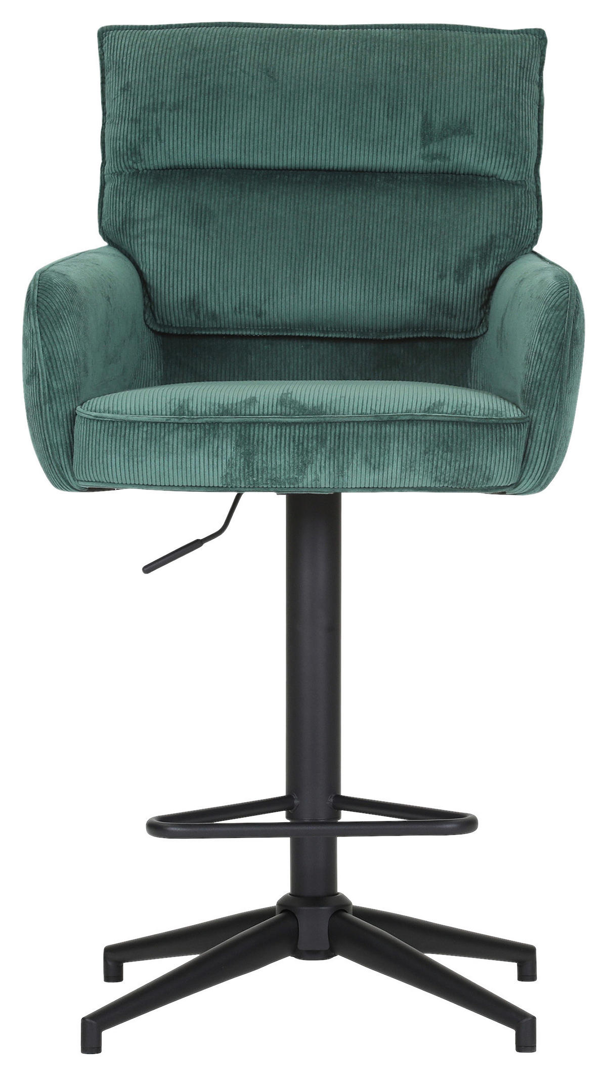 BARHOCKER Cord Grün Stoffauswahl, Sitzfläche 360° drehbar  - Schwarz/Grün, Design, Textil/Metall (54/98-120/58cm) - Novel