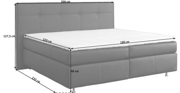 BOXSPRINGBETT Lederlook 180/220 cm INKL. Matratze, Topper - Dunkelbraun/Alufarben, KONVENTIONELL, Textil/Metall (180/220cm) - Dieter Knoll