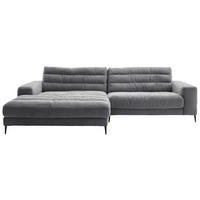 ECKSOFA Ottomane links  Badia Dunkelgrau Cord  - Dunkelgrau/Schwarz, Design, Textil/Metall (207/296cm) - Dieter Knoll