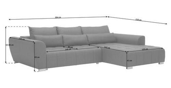 ECKSOFA in Webstoff Dunkelgrau  - Dunkelgrau/Silberfarben, MODERN, Kunststoff/Textil (304/218cm) - Carryhome