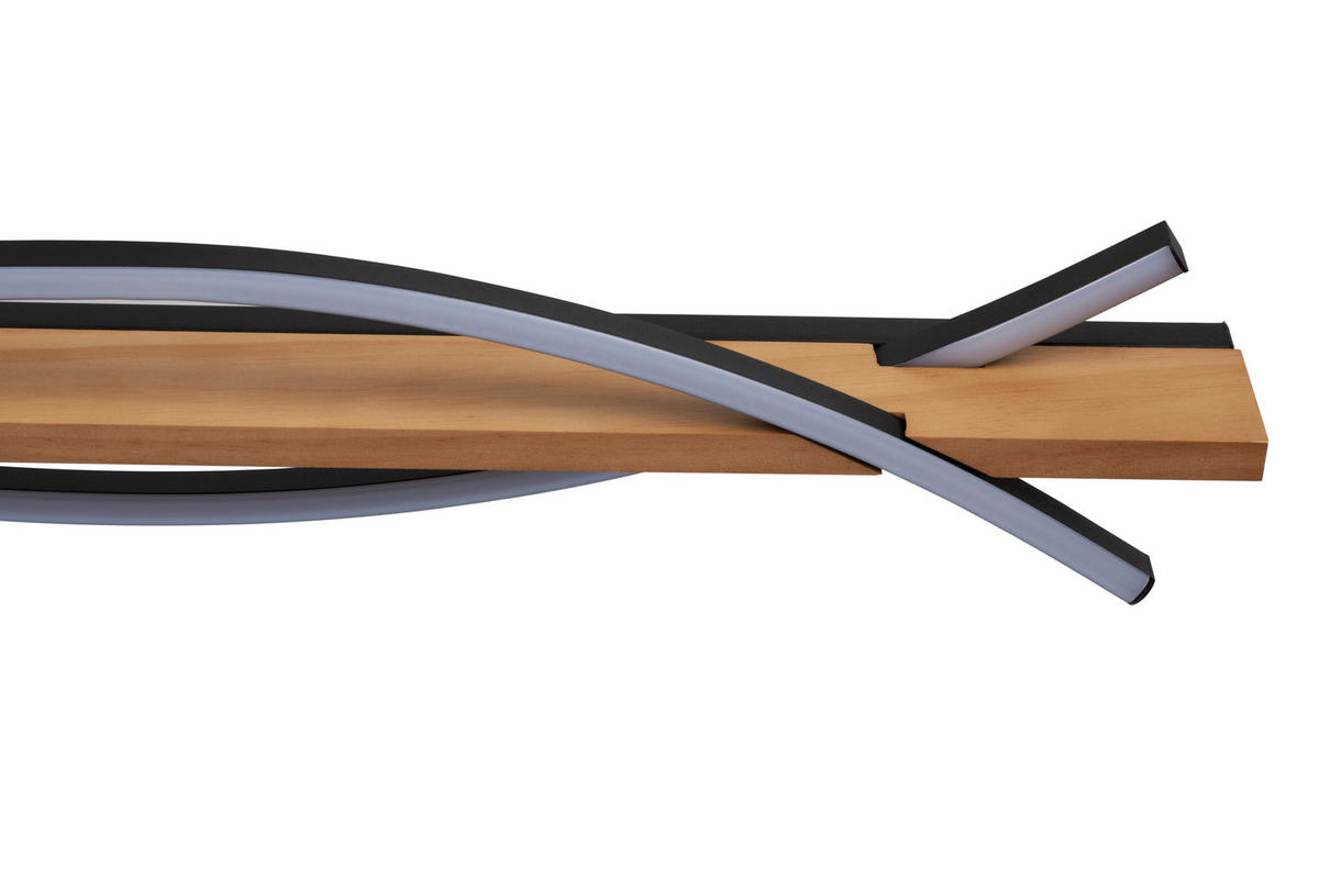 LED-DECKENLEUCHTE Zhang 120/12,5/10,5 cm   - Schwarz/Kieferfarben, Design, Holz/Kunststoff (120/12,5/10,5cm) - Novel