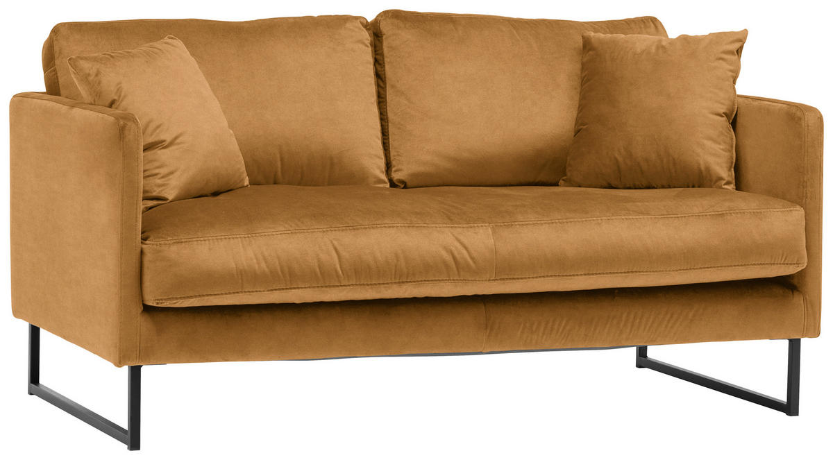 2-SITZER-SOFA in Samt Gelb  - Gelb/Schwarz, Design, Textil/Metall (150/78/84cm) - Carryhome