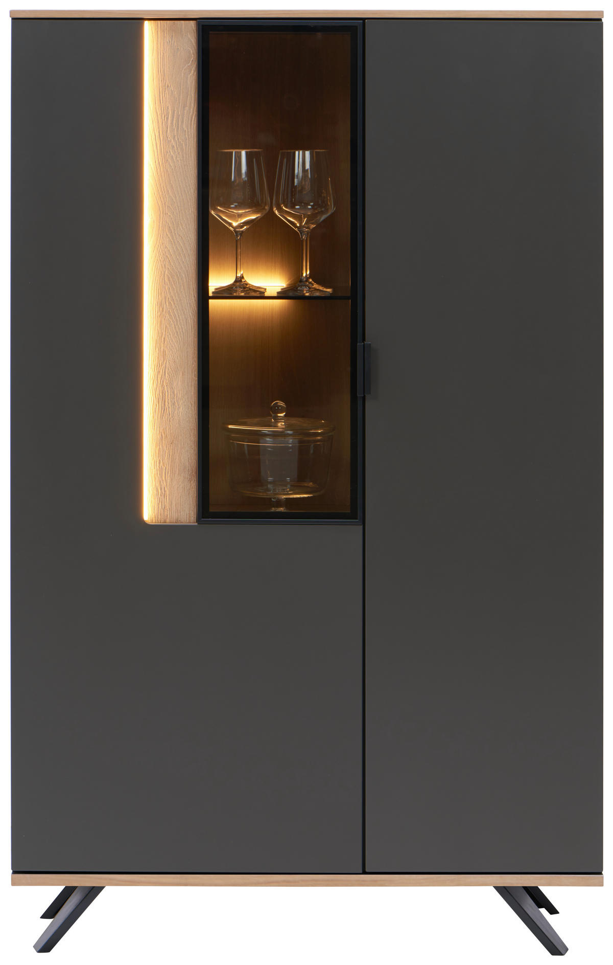 VYSOKÁ KOMODA, antracitová, farba duba, 92,9/136,6/42 cm - čierna/farba duba, Design, kov/kompozitné drevo (92,9/136,6/42cm) - Dieter Knoll