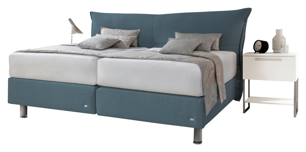 BOXSPRINGBETT 180/200 cm  in Petrol  - Petrol/Alufarben, Design, Textil/Metall (180/200cm) - RUF Betten