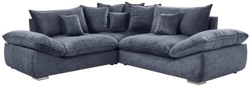 ECKSOFA in Velours Anthrazit  - Chromfarben/Anthrazit, Konventionell, Kunststoff/Textil (247/247cm) - Carryhome