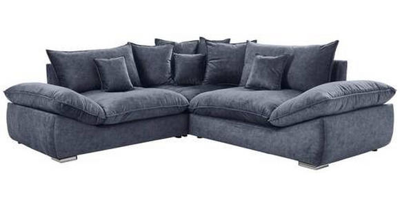 ECKSOFA in Velours Anthrazit  - Chromfarben/Anthrazit, KONVENTIONELL, Kunststoff/Textil (247/247cm) - Carryhome