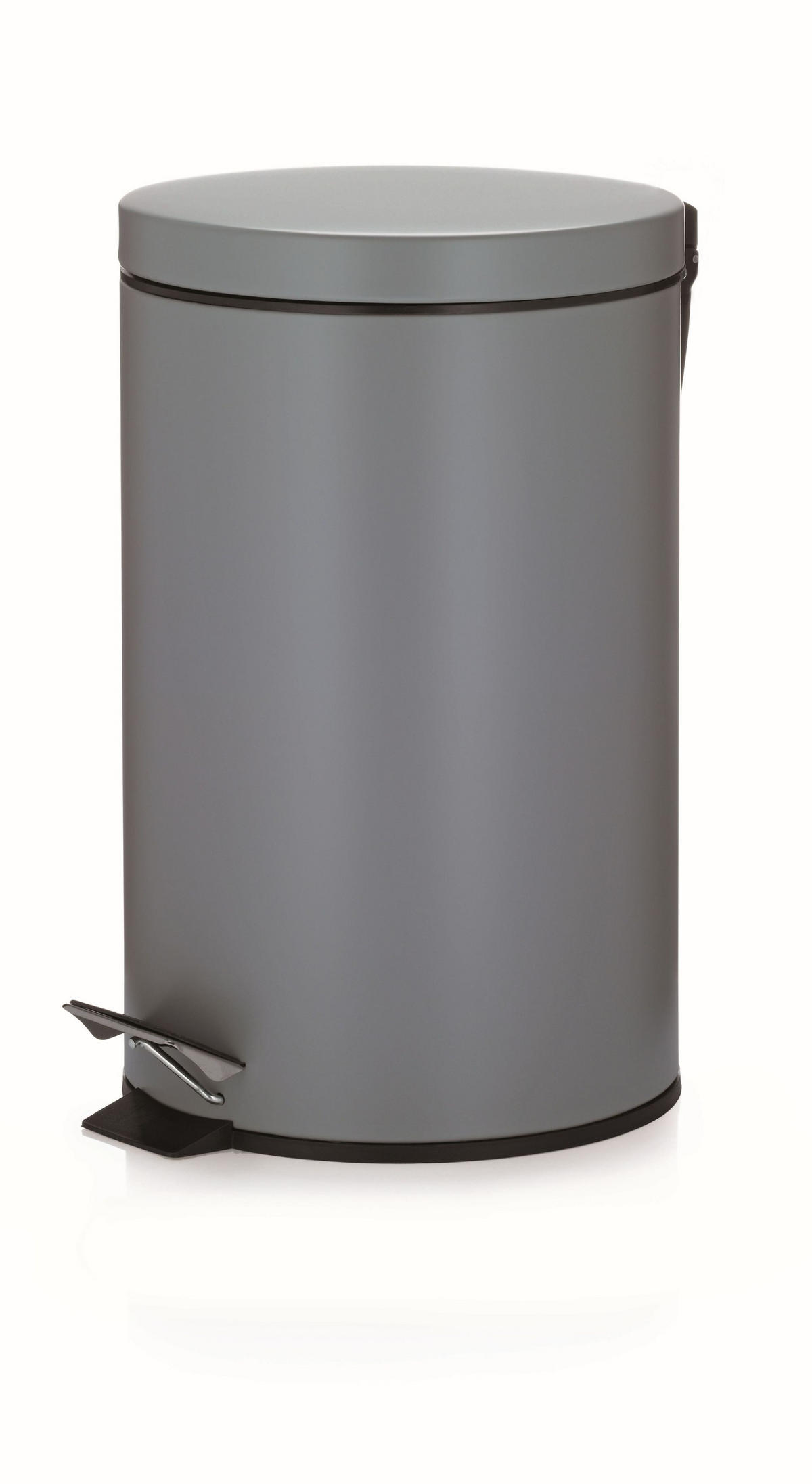 TRETEIMER 12 l  Metall  - Hellgrau/Schwarz, Basics, Kunststoff/Metall (25/39cm) - Kela