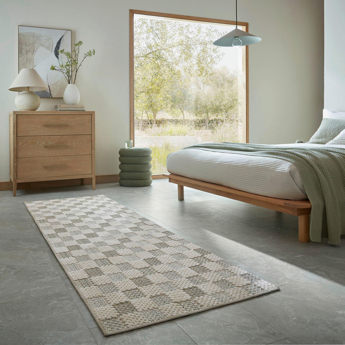 FLACHWEBETEPPICH  Wohnzimmer 80/230 cm Muted Checkerboard Pastellgrün rechteckig  - Pastellgrün, Basics, Kunststoff/Textil (80/230cm) - Flair Rugs