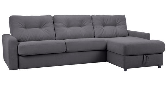 ECKSOFA Dunkelgrau Webstoff - Dunkelgrau/Schwarz, KONVENTIONELL, Kunststoff/Textil (270/160cm) - Carryhome