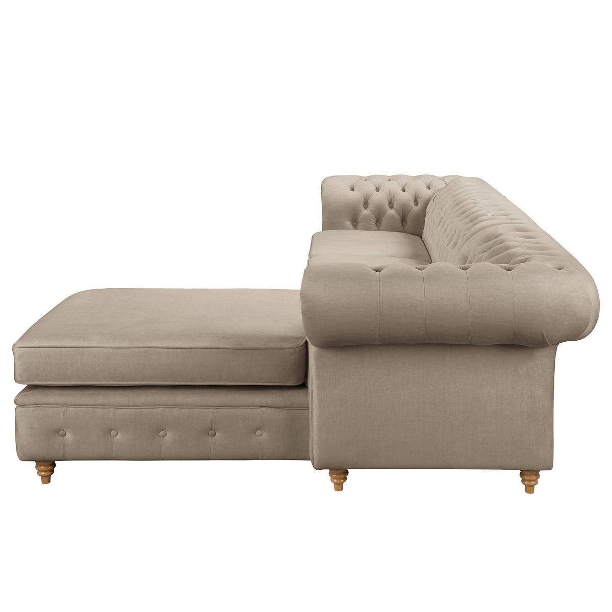 ECKSOFA Laura in Mikrofaser Taupe  284/182 cm  - Taupe/Braun, Design, Holz/Textil (284/182cm) - P & B