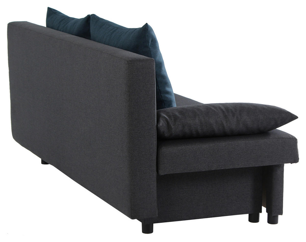 SCHLAFSOFA NEO Webstoff Blau, Dunkelgrau  inkl. Rückenkissen, Armlehnenkissen, Bettkasten  - Blau/Dunkelgrau, Basics, Kunststoff/Textil (192/82/82cm) - P & B