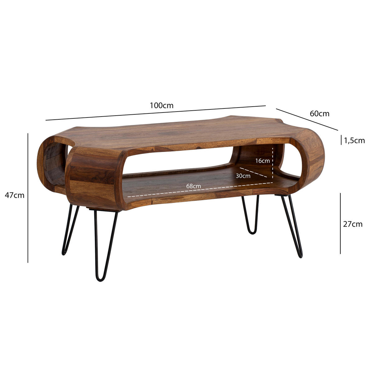 SOFFBORD - sheshamfärgad/svart, Design, metall/trä (100/60/47cm) - Livetastic