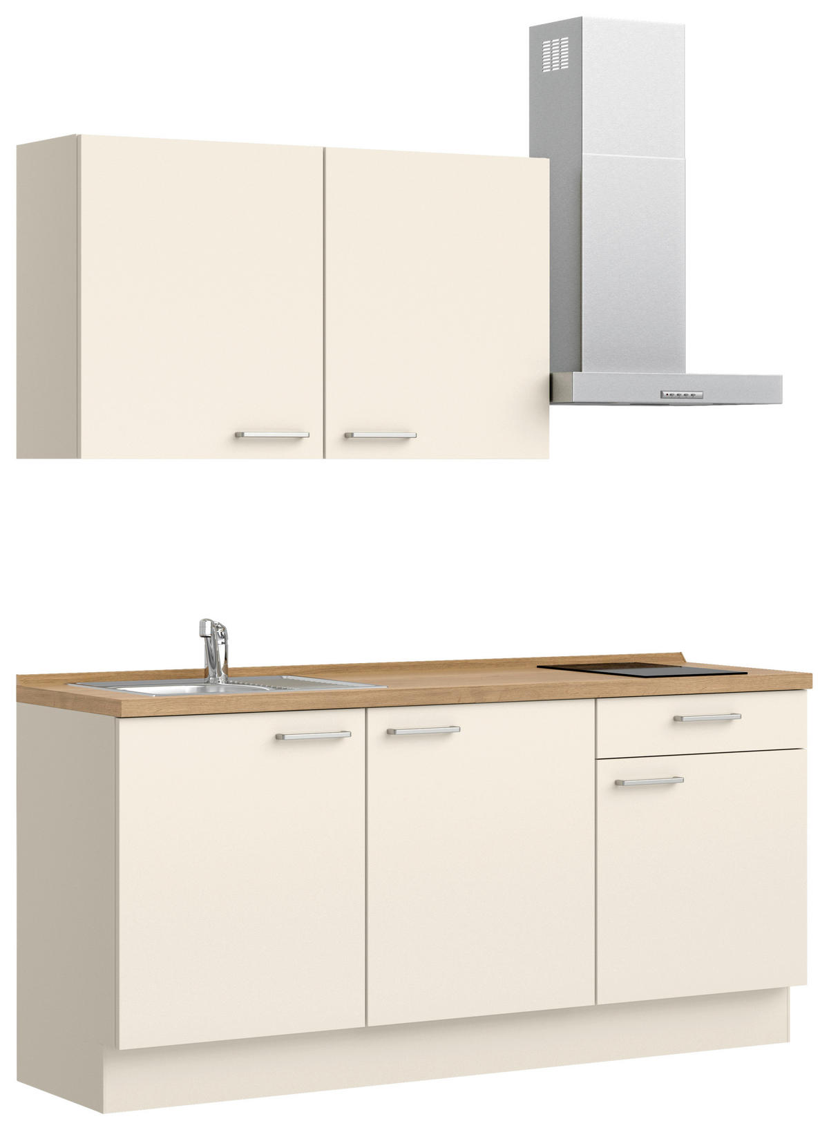 KÜCHENBLOCK Touch 180 cm  in Eichefarben, Magnolie  - Edelstahlfarben/Eichefarben, MODERN, Holzwerkstoff/Metall (180cm) - Nobilia