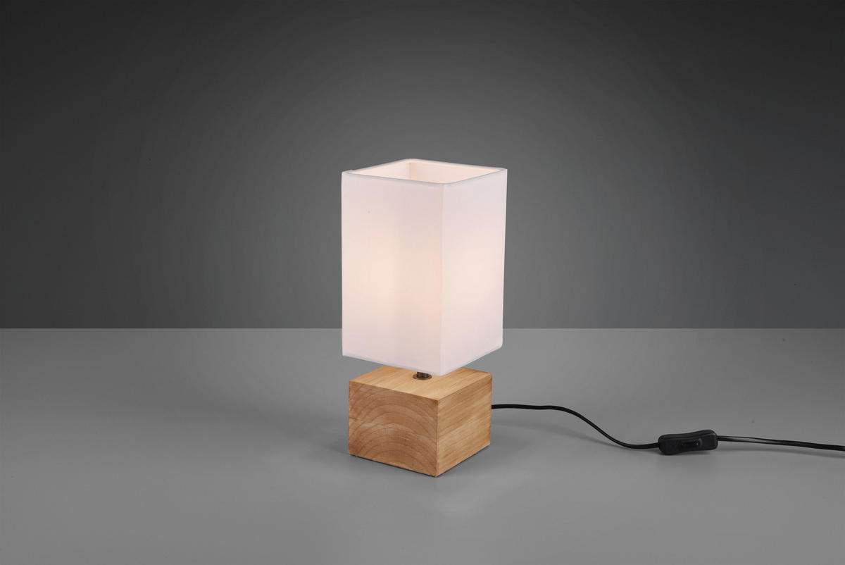 STONA LAMPA - bela, Prirodno, drvo/tekstil (12/12/30cm)