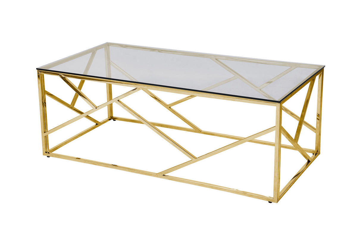 COUCHTISCH in Glas, Metall 120/60/45 cm  - Goldfarben/Grau, Design, Glas/Metall (120/60/45cm) - Livetastic