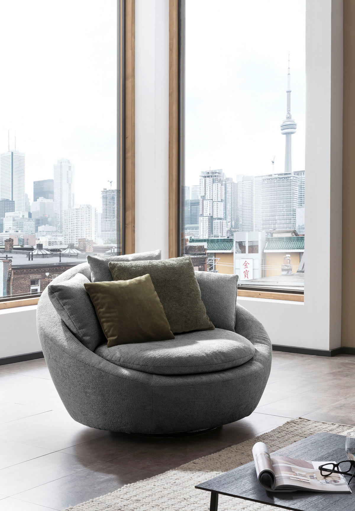 SESSEL MAUI Chenille, Webstoff Grau    - Silberfarben/Schwarz, MODERN, Kunststoff/Textil (130/80/112cm) - Trendmanufaktur