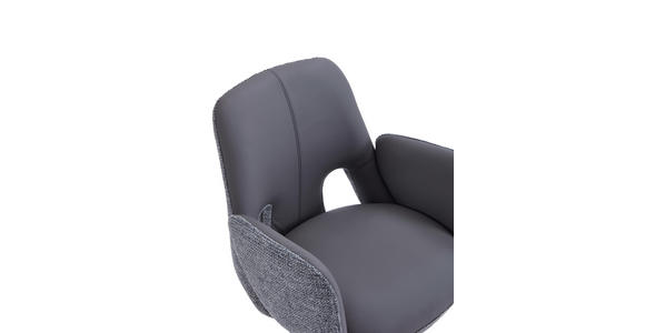 ARMLEHNSTUHL  Sitzfläche 360° drehbar, automatische Rückholfunktion Leinenoptik Echtleder  - Anthrazit/Schwarz, Design, Leder/Textil (60/85/62cm) - Dieter Knoll